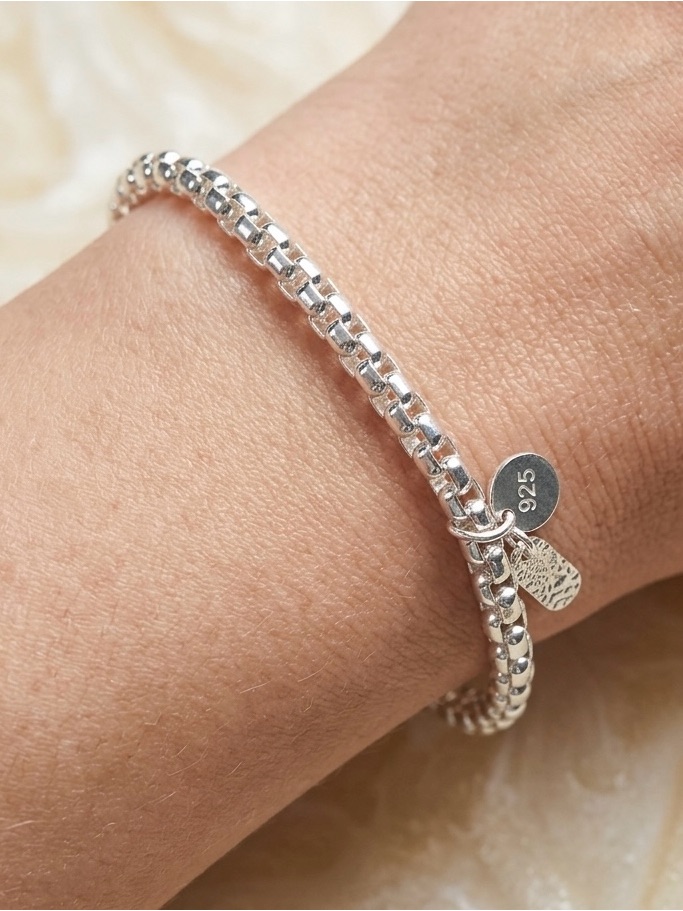 Silver Box Link Bracelet Silver